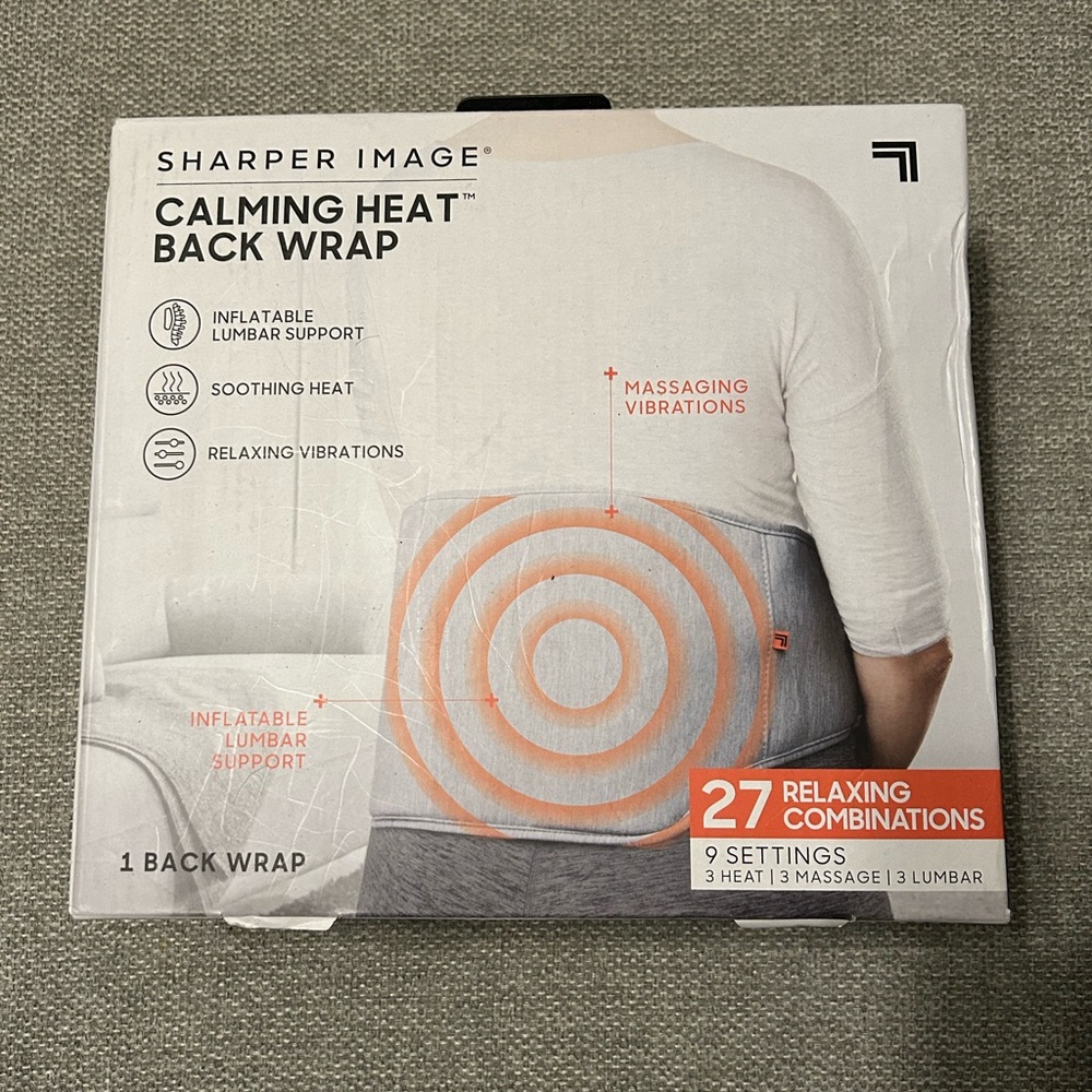NIB/NWT Sharper Image Gray Calming Heat Back Wrap
